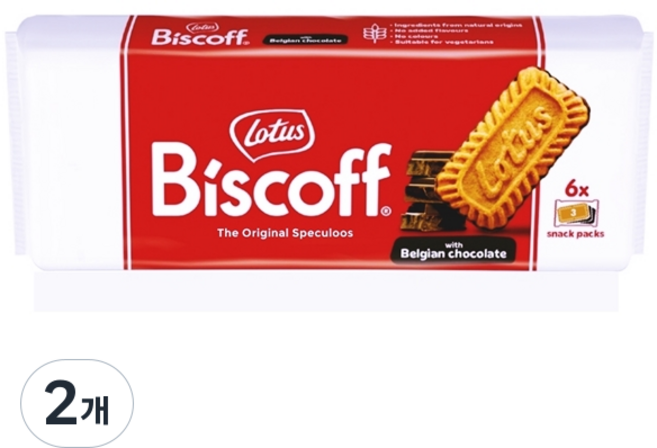 로투스 비스코프 위드 벨지안 초콜릿, 132g, 2개