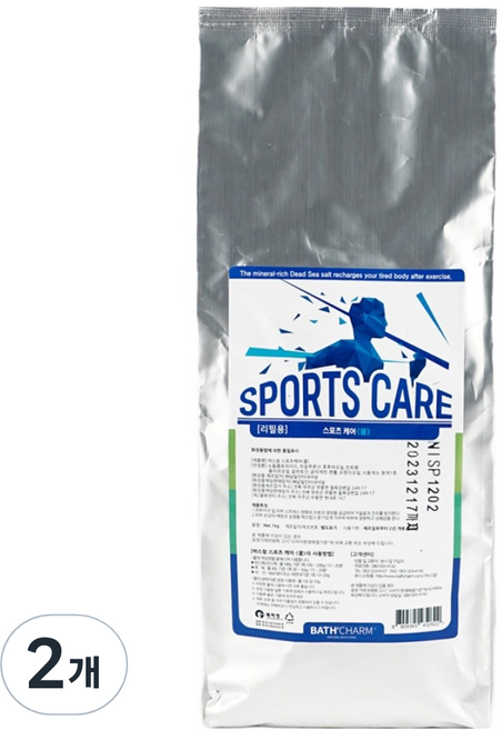 바스참 스포츠케어 쿨 입욕제 리필, 1kg, 2개