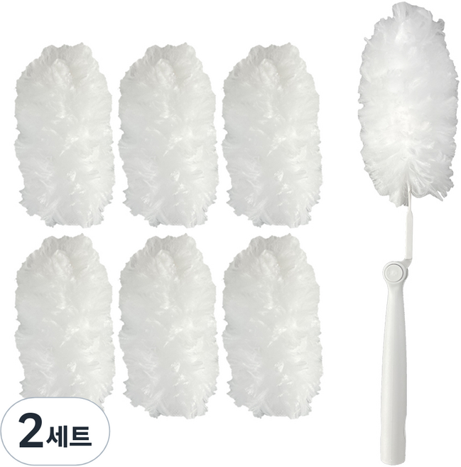 먼지떨이 실내 및 차량용 + 리필 7p 세트, 라이트그레이 + 화이트, 2세트