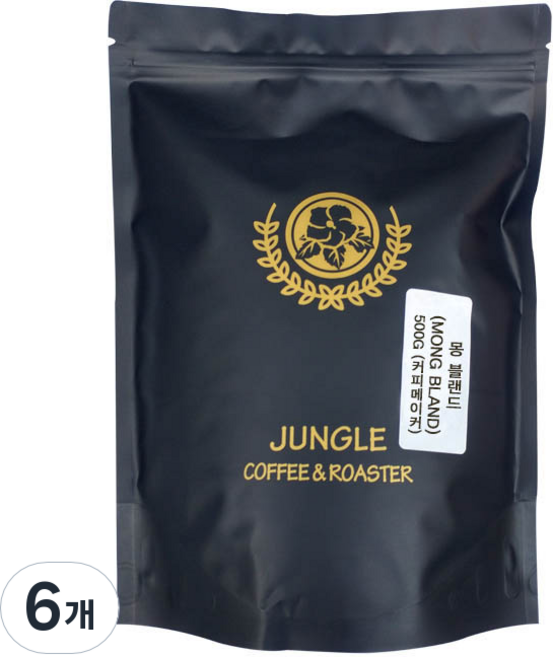 정글인터내셔널 몽 블랜드 원두커피, 홀빈(분쇄안함), 500g, 6개