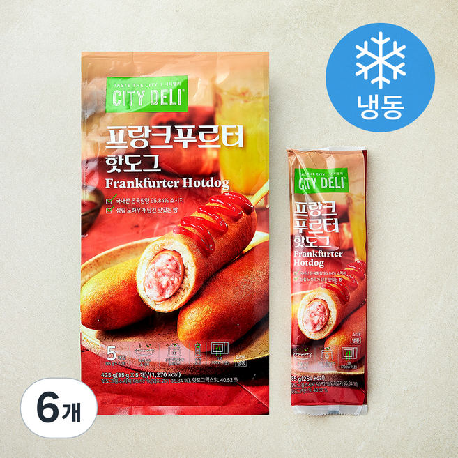 삼립 시티델리 프랑크푸르터 핫도그 (냉동), 85g, 6개, 5개입