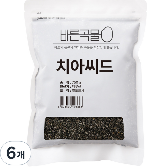바른곡물 치아씨드, 750g, 6개