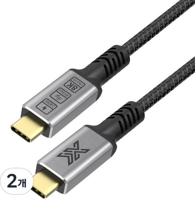 IX Type-C to Type-C USB4 8K 40Gbps Thunderbolt 4 高速充電數據線 240W, 0.5m, 2個, 混合顏色
