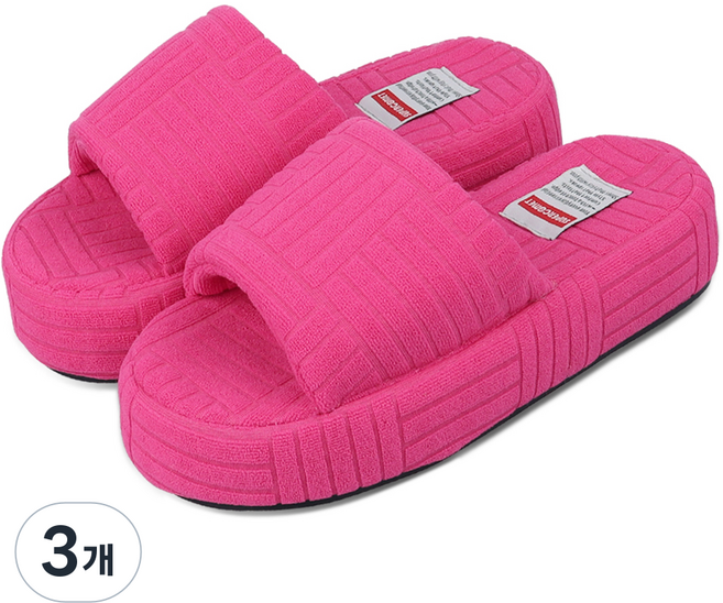 슈퍼카미트 푹신한 쿠션 테리 룸 슬리퍼 ss72, 핑크, 3개