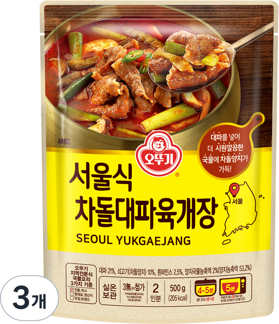 오뚜기 서울식 차돌대파육개장, 500g, 3개