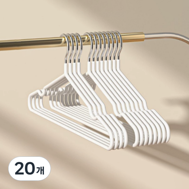 므뮤 미끄럼방지 어깨 뿔 방지 논슬립 옷걸이, 크림, 20개