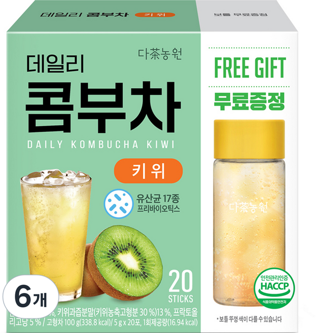 Danongwon 每日奇異果康普茶, 6個, 20入, 5g