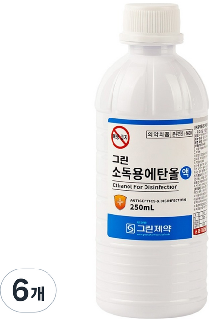 그린제약 소독용 에탄올 83%, 6개, 250ml