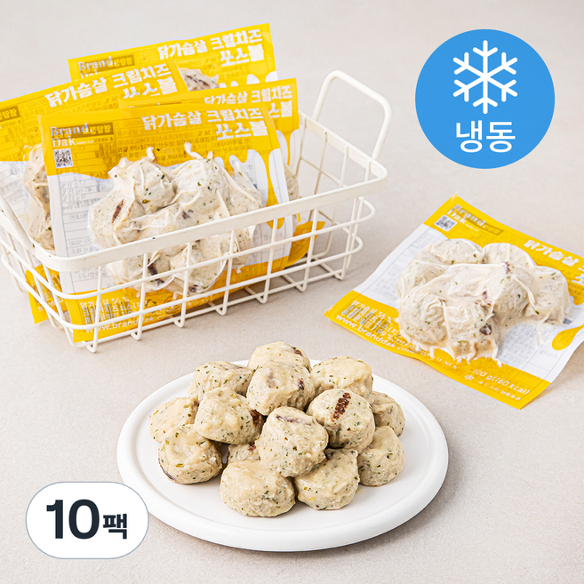 브랜드닭 닭가슴살 쏘스볼 크림치즈 (냉동), 100g, 1개입, 10개