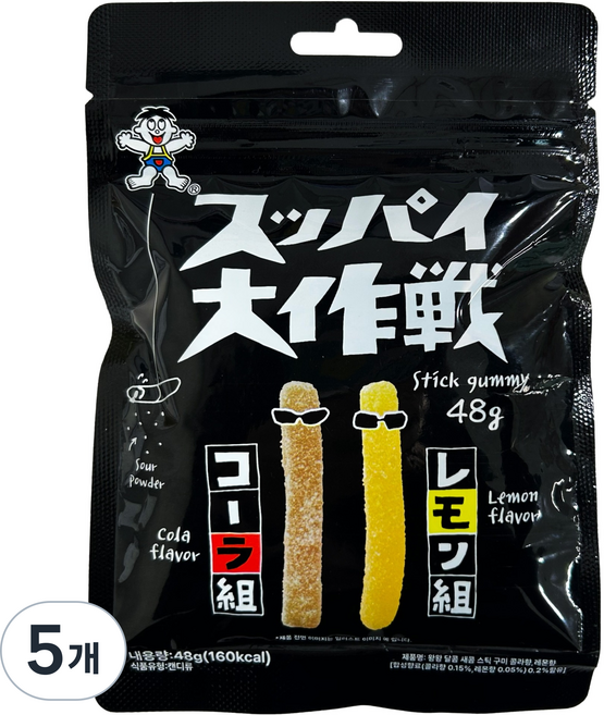 왕왕 스파이대작전 스틱젤리 콜라 / 레몬맛, 48g, 5개