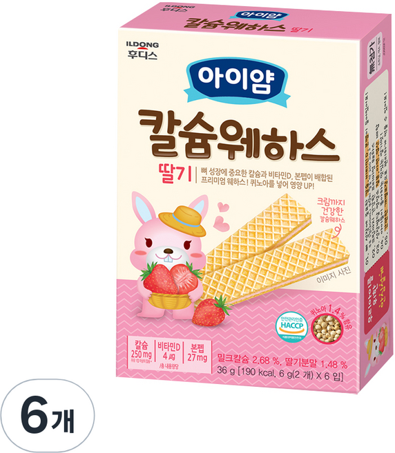 일동후디스 아이얌 칼슘웨하스, 딸기, 36g, 6개