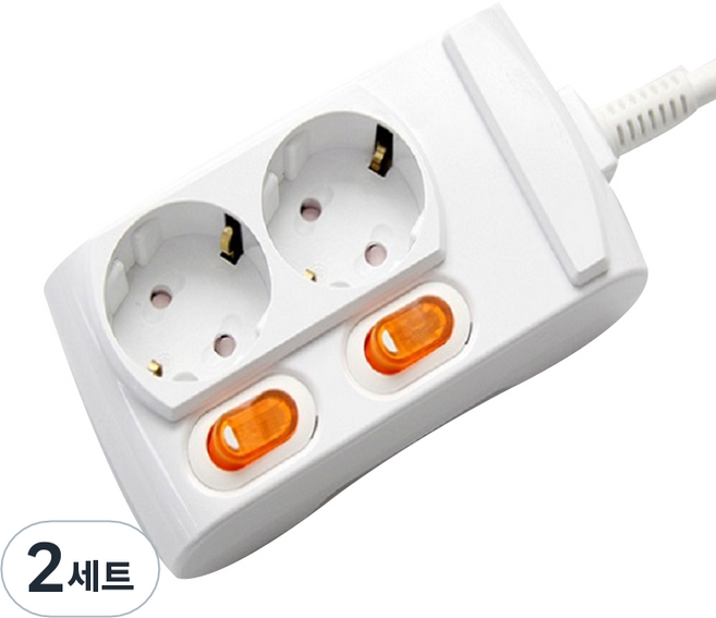 거성산업 지앤탭 개별 스위치 2구 멀티탭 GS-C16A2S 1p + 안전커버 랜덤발송 2p, 6m, 혼합색상, 2세트