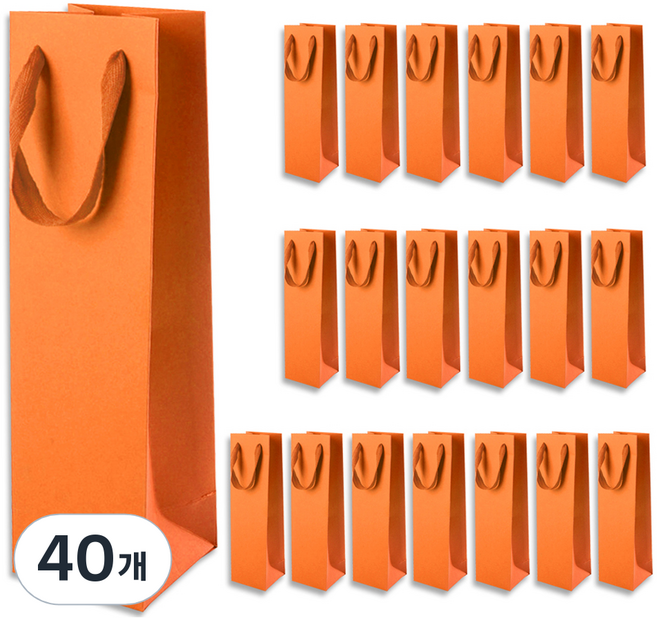 골든래빗 와인C 컬러 와인 종이백 9 x 28 x 8 cm, 오렌지, 40개
