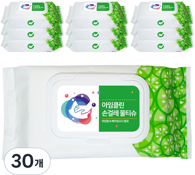 아임클린 손걸레 엠보싱 물티슈 캡형 80매, 30개