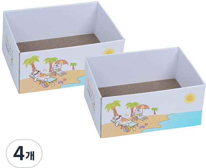 멍냥이노리터 고양이 숨숨박스 스크래쳐, 해변, 4개