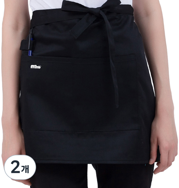 모모 가볍고 편한 쉐프 하프 방수 앞치마, 블랙, 2개