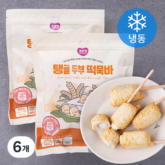 또또맘 탱글 두부 떡묵바 (냉동), 200g, 6개