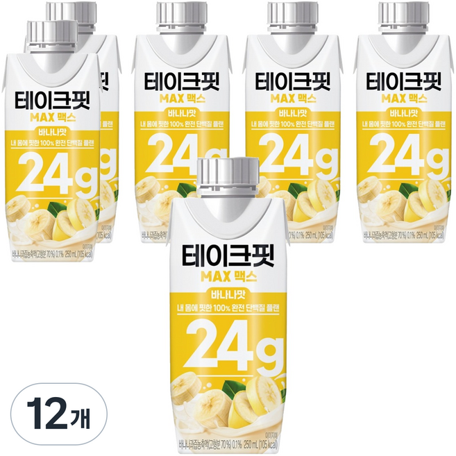 테이크핏 맥스 내 몸에 핏한 단백질 플랜 바나나맛, 250ml, 12개