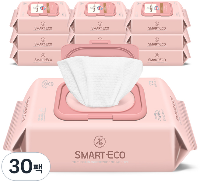 스마트에코 안단테 아기물티슈 캡형, 62g, 72매, 30개