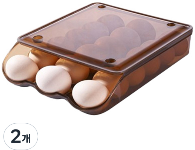 블럭마트 주방 플라스틱 계란보관함, 브라운, 2개
