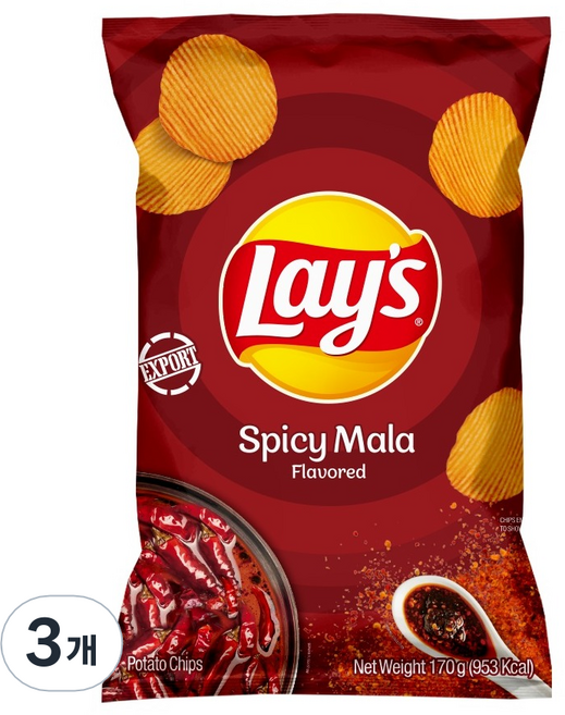 Lay's 樂事 辣麻辣口味洋芋片, 170g, 3個