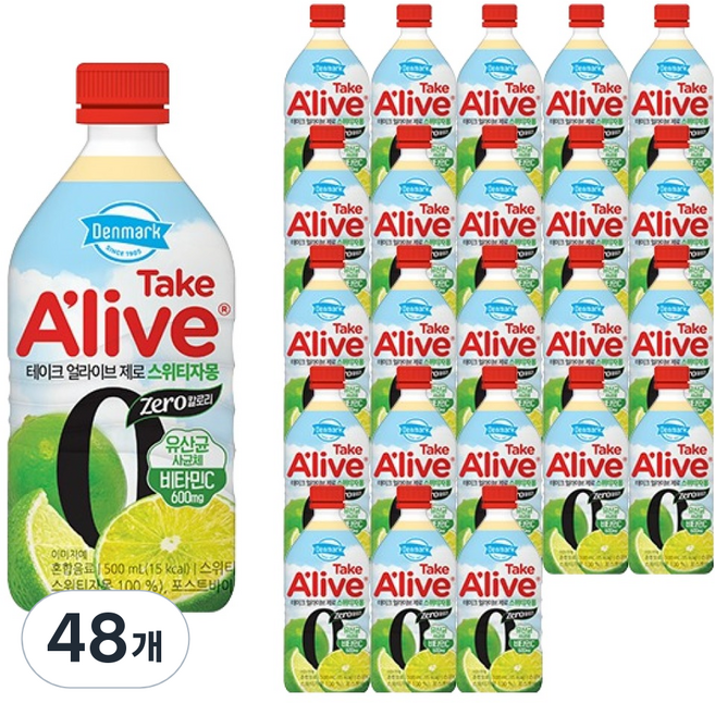 덴마크 테이크 얼라이브 제로 스위티자몽, 500ml, 48개