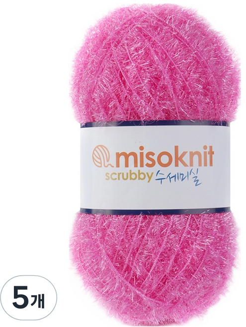 미소털실 펄 수세미실 80g, 06바이올렛레드, 5개