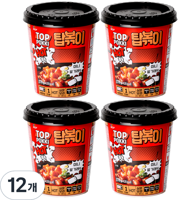 탑볶이 컵 매운맛, 178g, 12개