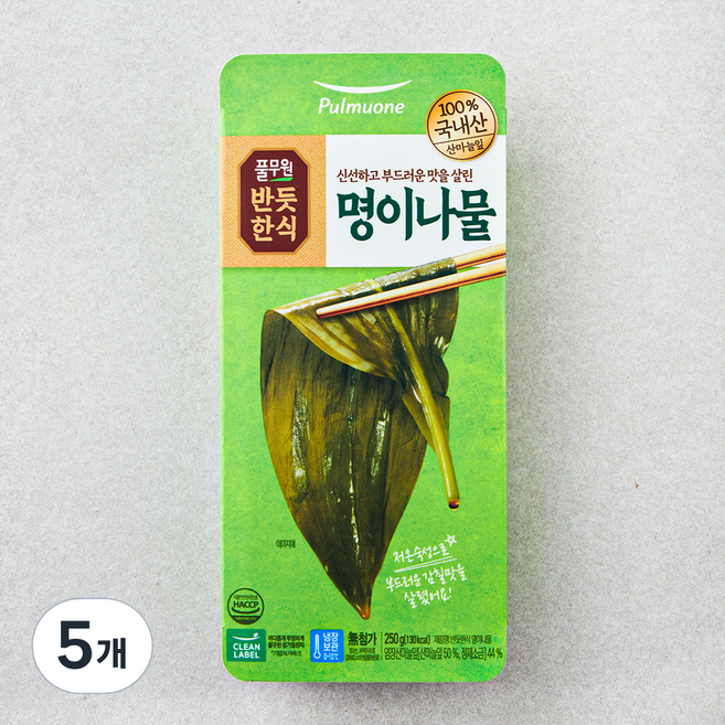 풀무원 반듯한식 명이나물, 250g, 5개