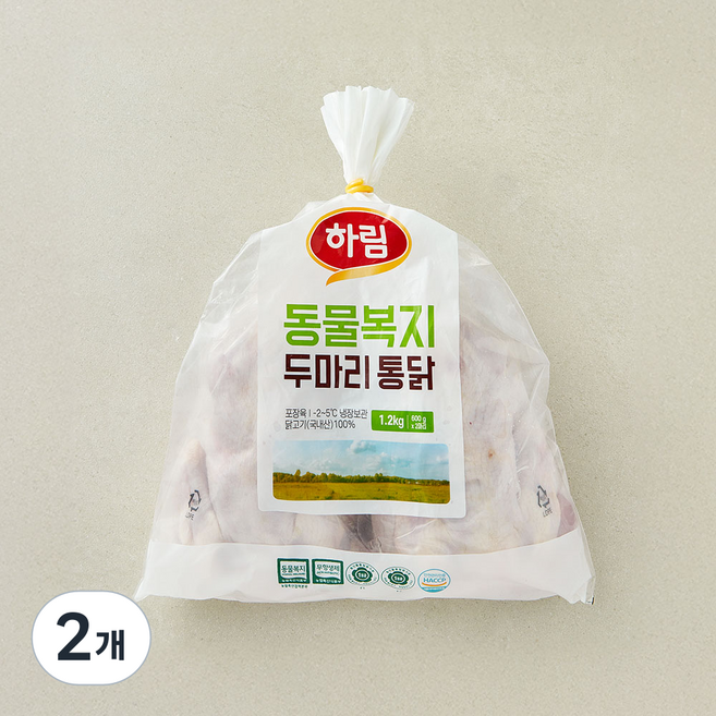 하림 동물복지 인증 두마리 통닭 (냉장), 2개, 1.2kg