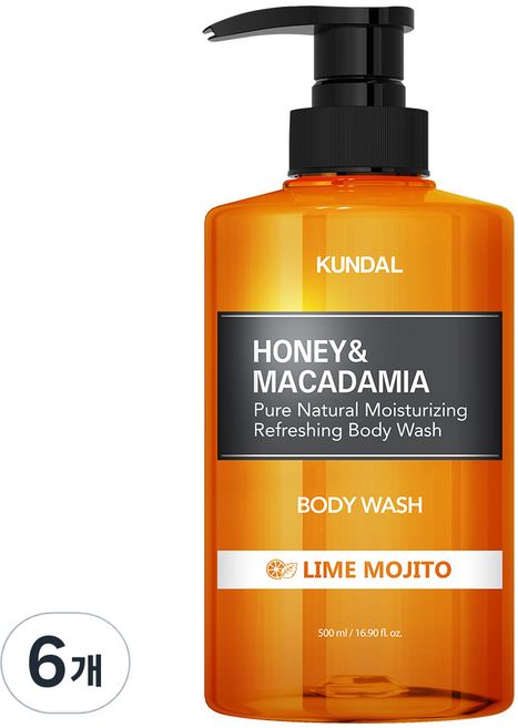 쿤달 퓨어 바디워시 라임모히또향, 500ml, 6개