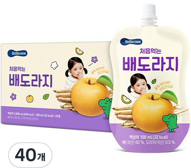 베베쿡 처음 먹는 배도라지 유아 음료, 100ml, 40개, 배도라지맛