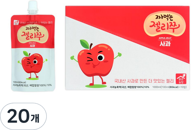맑은농장 짜먹는 젤리쭈 사과, 100ml, 20개