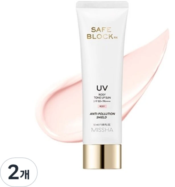 [2입기획] 미샤 세이프 블록RX 징크 톤업 선크림 SPF50+ PA++++, 50ml, 2개 - 쿠팡