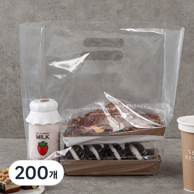 혜림봉투 PE비닐쇼핑백 M자형 23 + M6 펼친면12 x 35, 투명, 200장