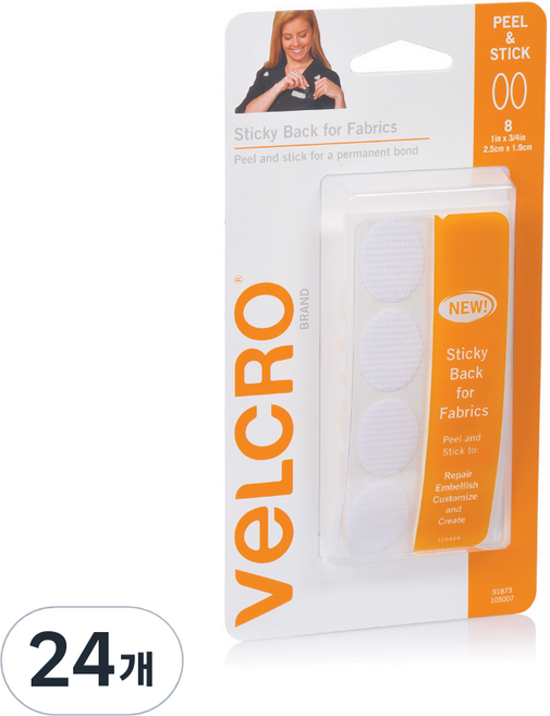VeLCRO 威扣 布料橢圓形 白色, 24個
