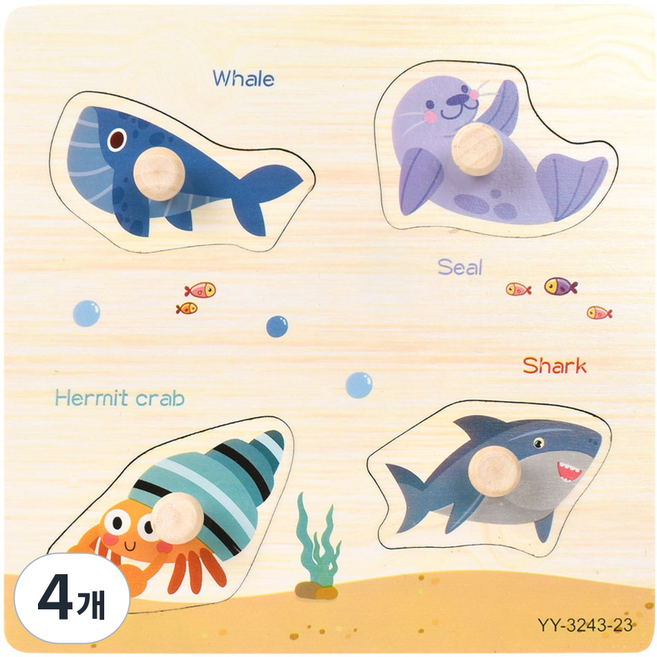 OZ TOY 板塊手抓板拼圖 海洋生物 B, 4個, 4件