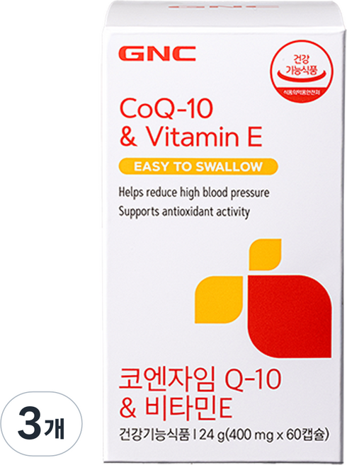 GNC 코엔자임 Q 10 & 비타민E, 3개, 60정