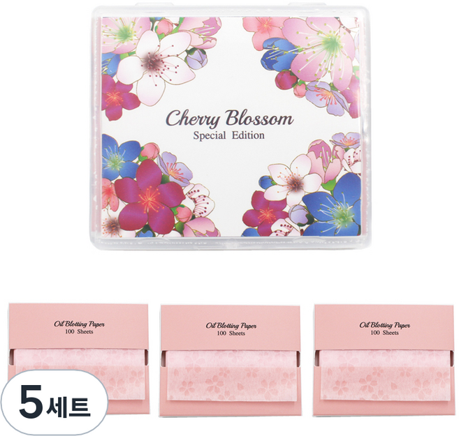 바루쟈 거울케이스 기름종이 벚꽃, 5세트, 400매입