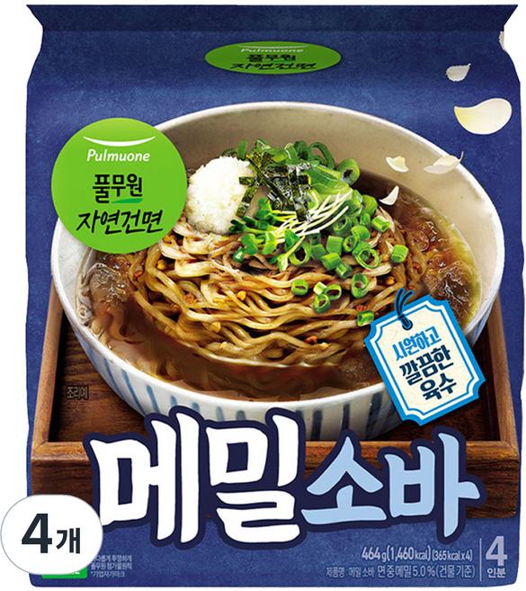 Pulmuone 圃美多 自然乾麵 蕎麥麵, 4個, 464g