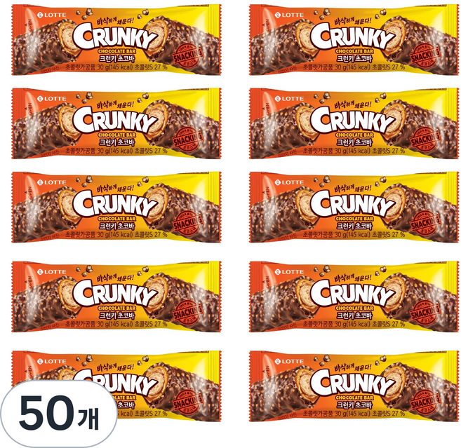 롯데웰푸드 크런키 초코바, 30g, 50개