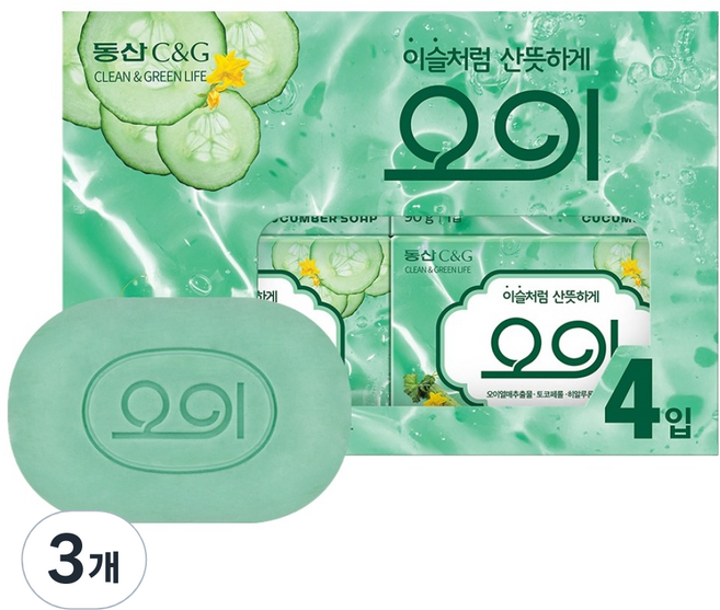 동산씨앤지 오이 비누, 90g, 12개입