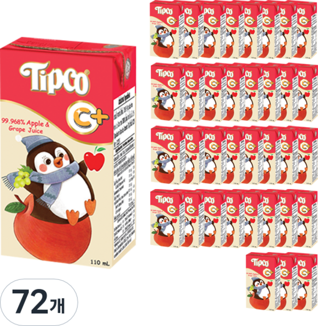 팁코 애플 앤 그레이프 주스, 110ml, 72개