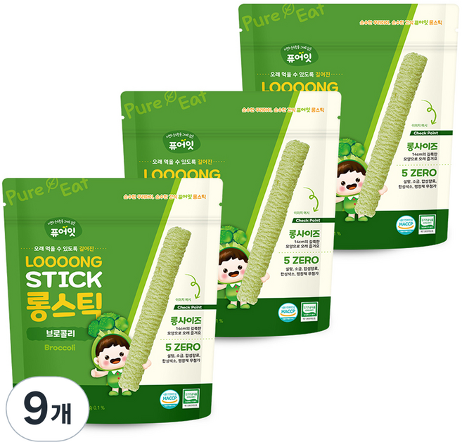 퓨어잇 롱스틱, 브로콜리, 30g, 9개