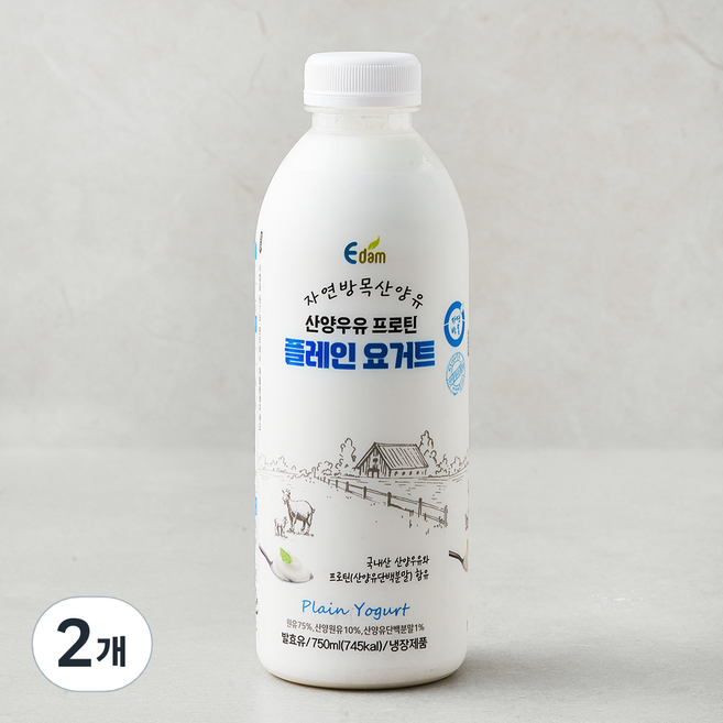 이담 산양우유 프로틴 플레인 요거트, 750ml, 1개입, 2개
