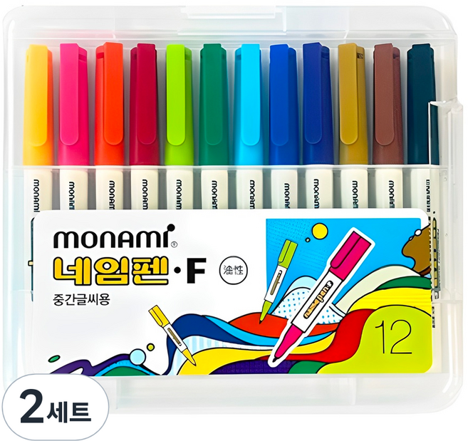 모나미 중간글씨용 네임펜 세트, 혼합색상, 24개