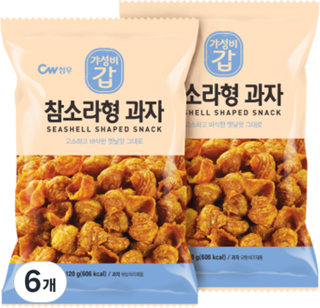 청우식품 참소라형 과자, 120g, 6개