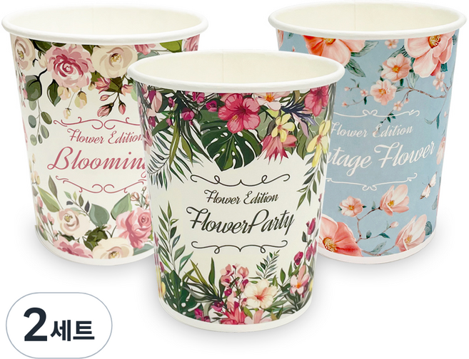 투고팩 플라워 에디션 종이컵 330ml 3종, 300개