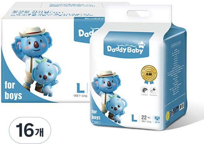 대디베이비 골드 팬티형 기저귀 남아용, 대형(L), 352매