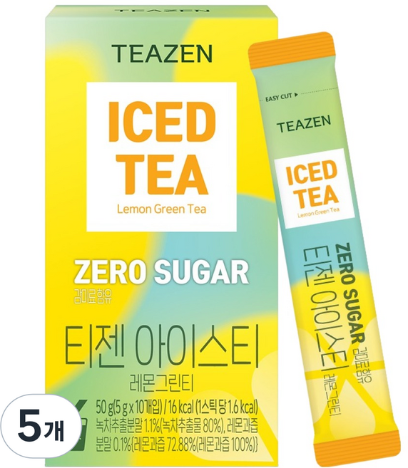 TEAZEN 茶禪 零糖檸檬綠茶冰茶, 5g, 5個, 10入
